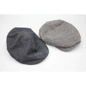 Wigens Johnston Murphy Newsboy Cabbie Flat Hat 100% Wool 90401 Sz 60 + Black Cap